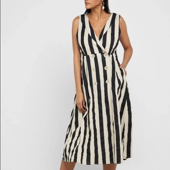 Mango | Dresses | Mango Striped Sleeveless Double Breasted Dress | Poshmark